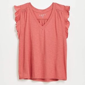 NWT Loft Pink Ruffle Tee